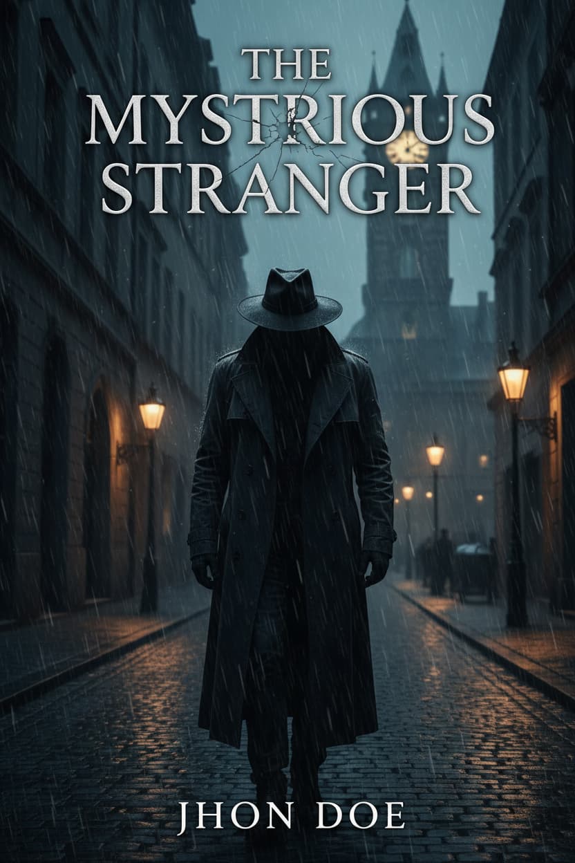 Bìa sách ly kỳ được tạo bởi AI với ánh sáng kịch tính