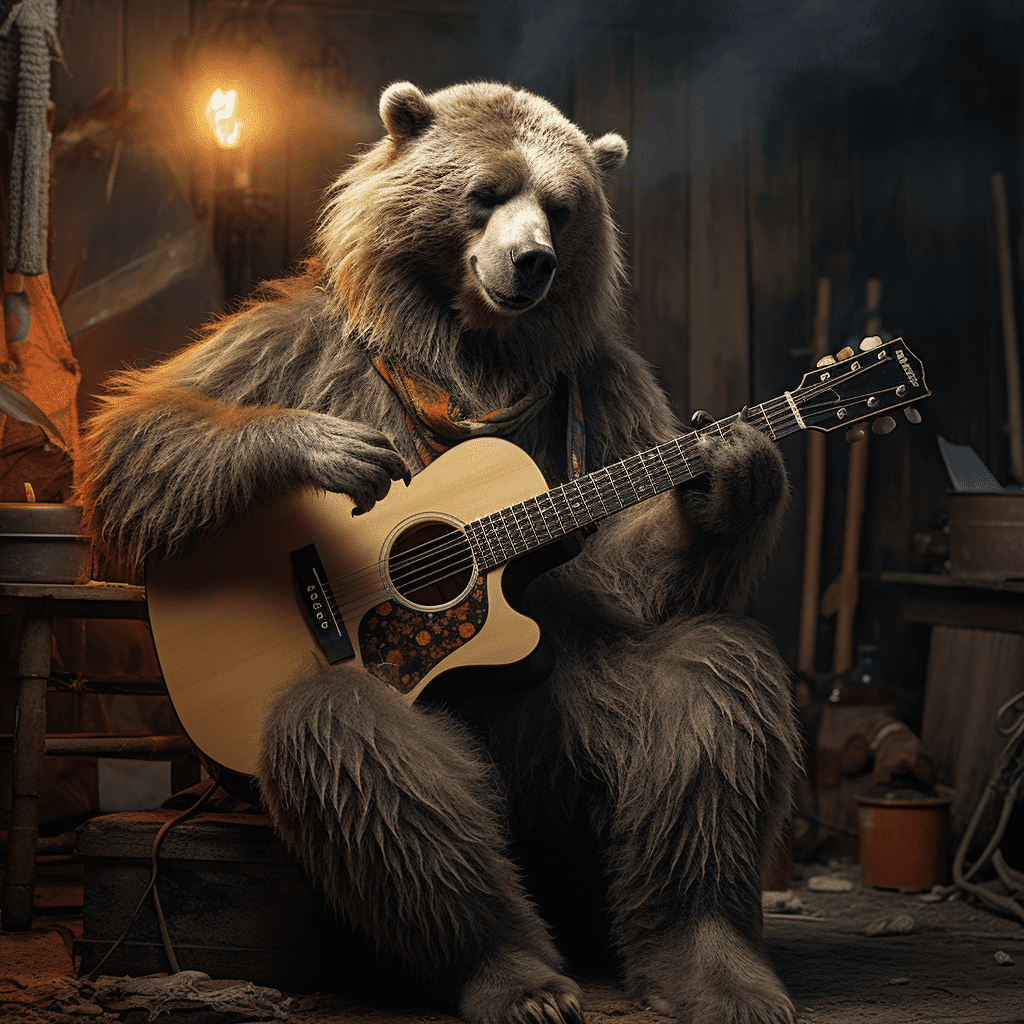 bear playing guitar