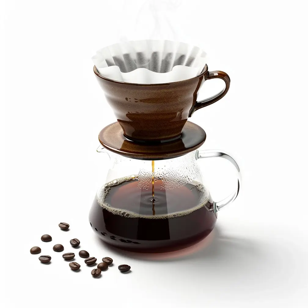 Flux 2 Max marketplace-ready product photo of a ceramic pour-over coffee set on a clean white surface in soft studio lighting