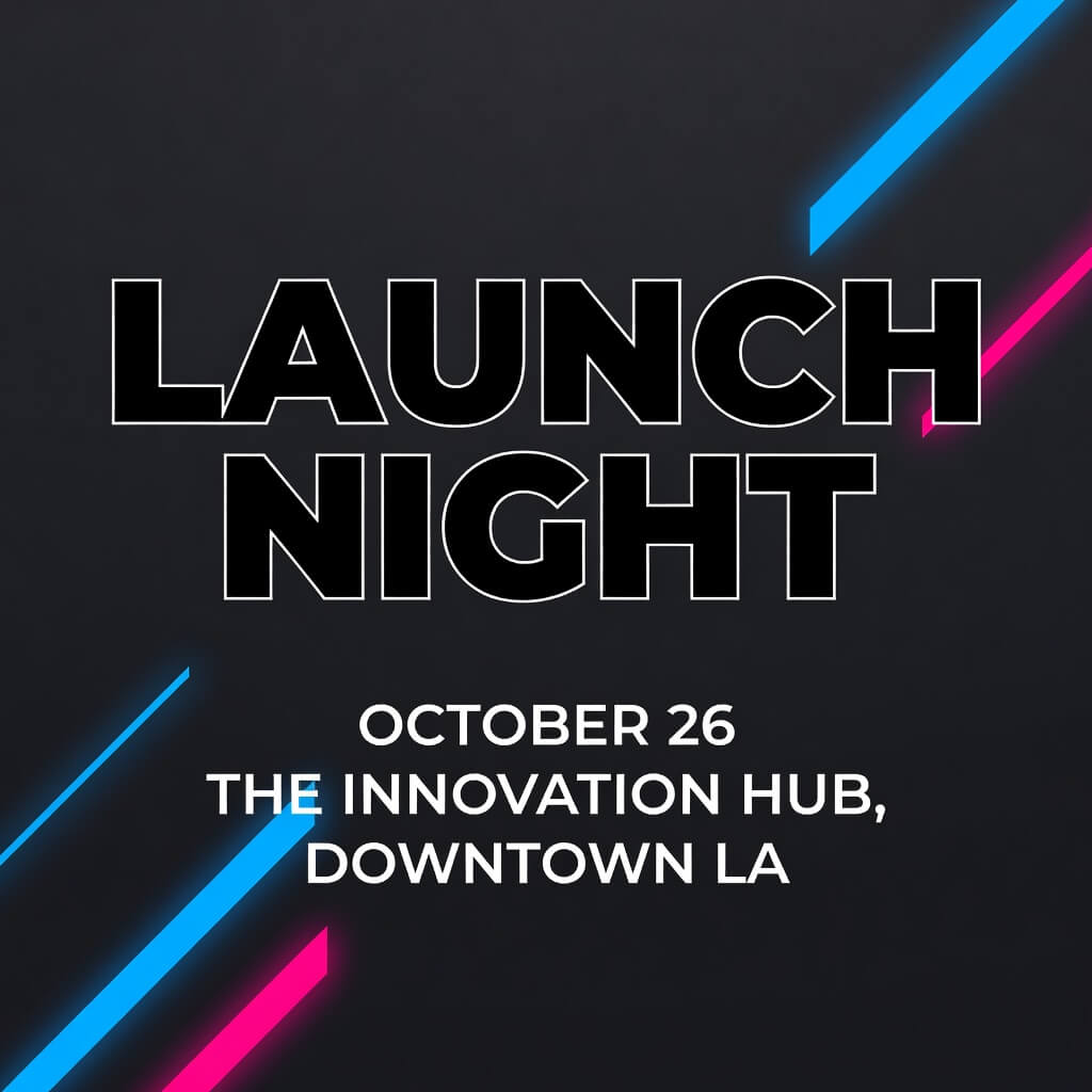 Grok Imagine event ad with the headline 'LAUNCH NIGHT', the date and venue beneath, in a bold modern layout