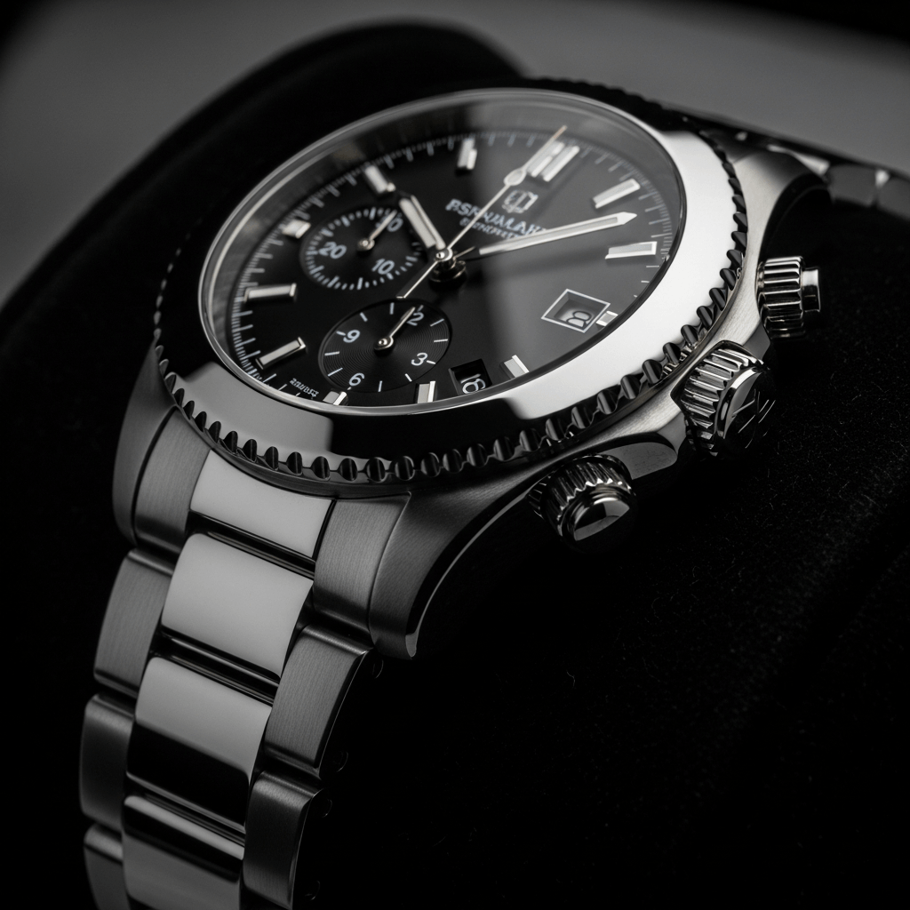 Imagen 4 Ultra luxury watch on black velvet with dramatic side lighting and razor-sharp reflections