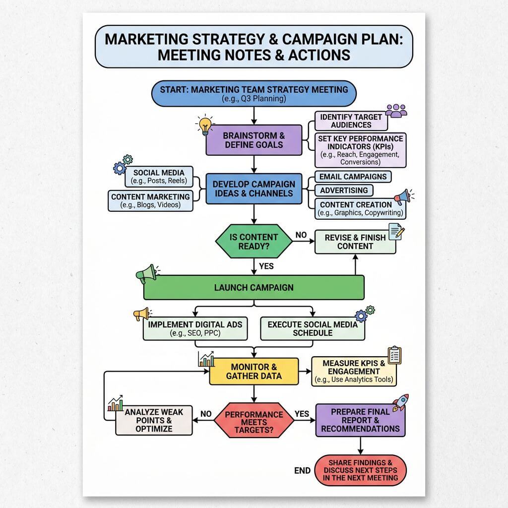 Nano Banana 2 converting handwritten meeting notes into a clean flowchart diagram