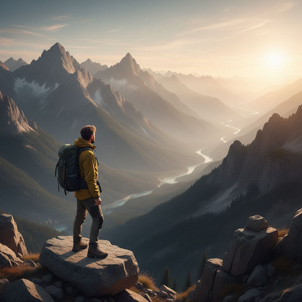 Nano Banana composite placing a person into a scenic mountain background while matching the lighting and perspective