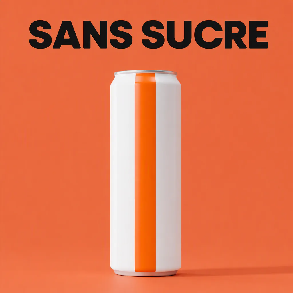 French-language feed ad for a fictional sparkling water brand headlined SANS SUCRE