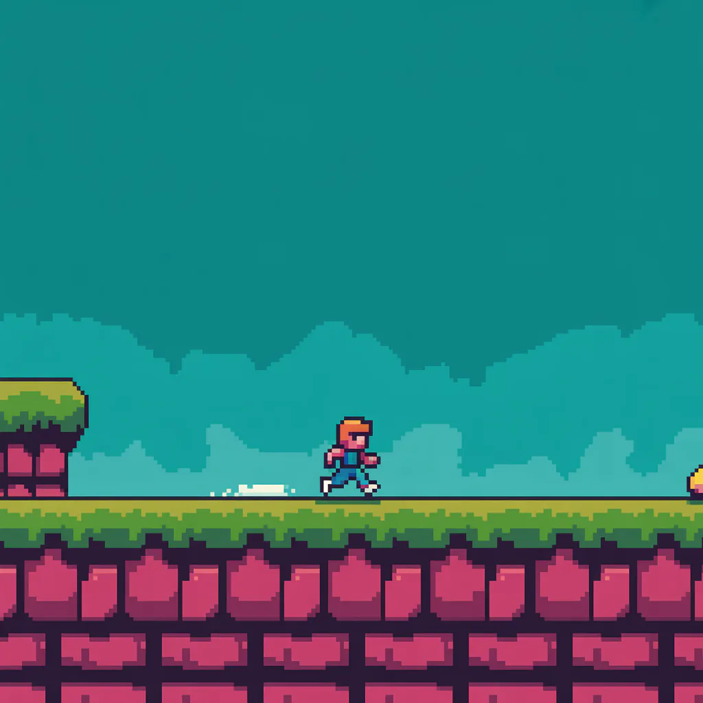 Cover art for a game soundtrack: pixel-art runner on a scrolling platform