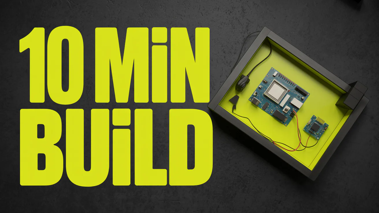 Video thumbnail reading 10 MIN BUILD over an overhead shot of a workbench